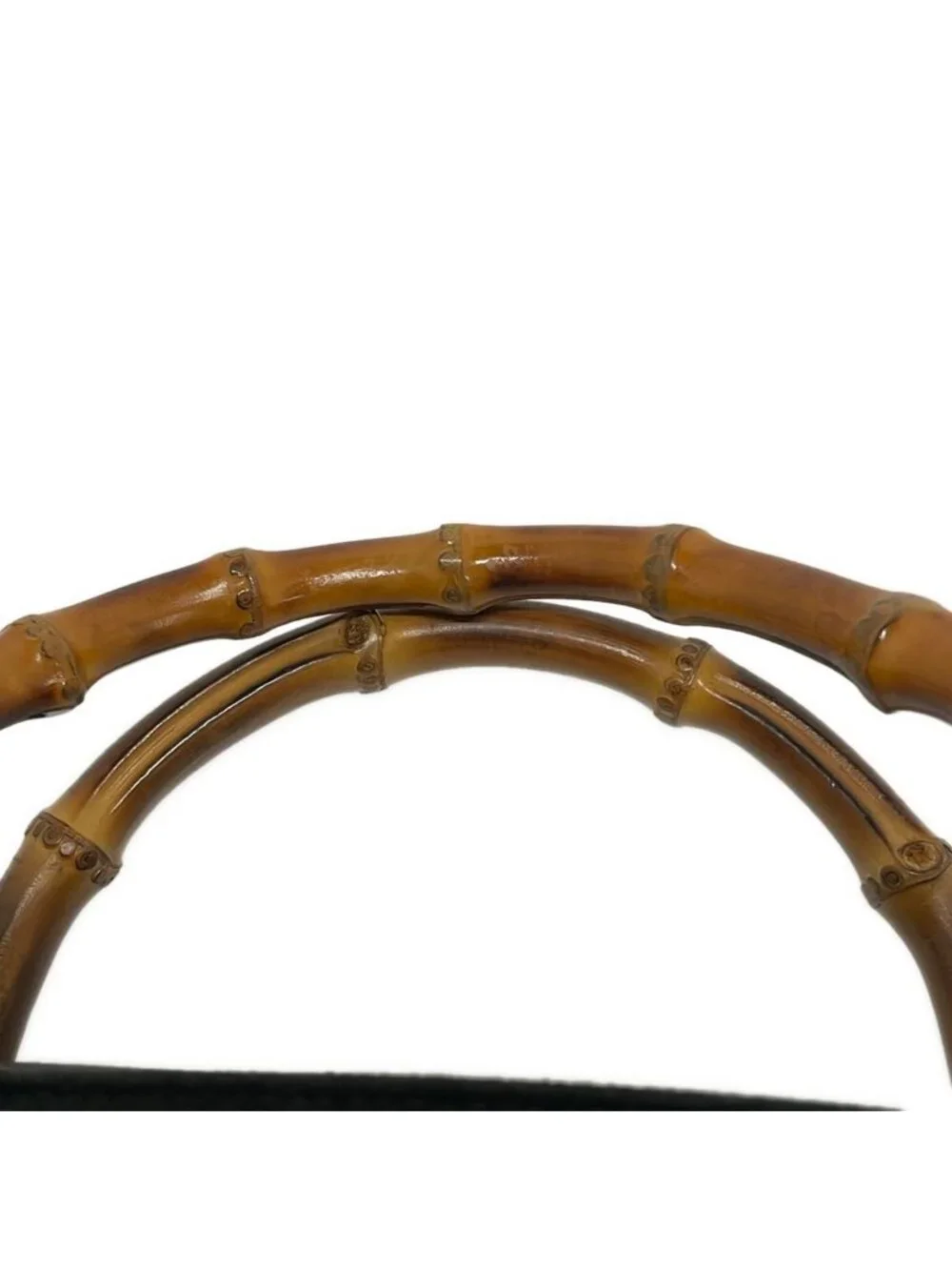 Gucci Handbag Bamboo Black Brown Leather